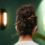 گیره مو چوبی ( کانزاشی) دایره با پین طرح شاخ گوزن چوب گردو سایت چوب